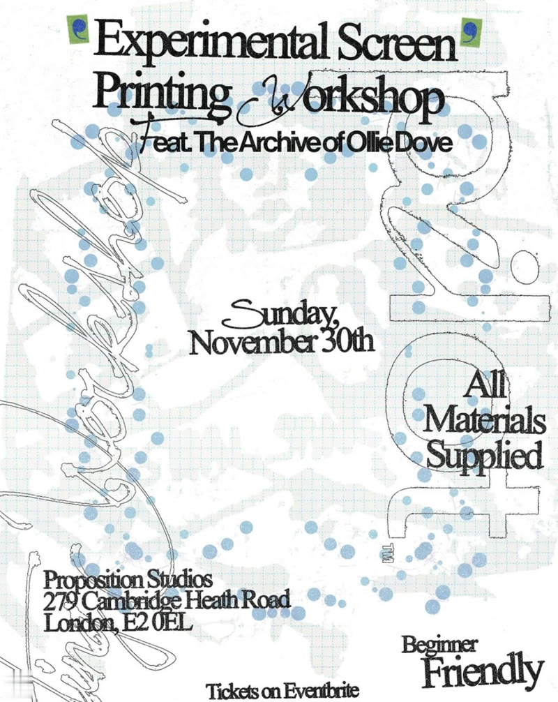 Experimental Screen Printing Workshop poster